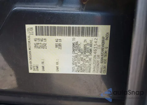 2009 Nissan Altima 2.5 S from USA, damaged, VIN 1N4AL21E59N461542
